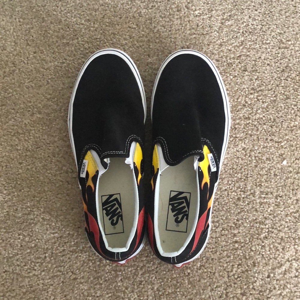 flame slip on vans